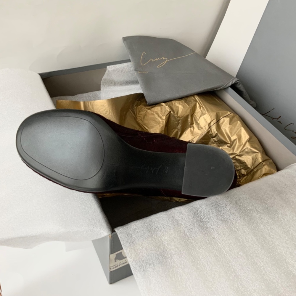 Lola Cruz Yuma 1 Ankle Bootie Fashion Leather Boots Snake Heel Burgundy Pumps - Picture 9 of 9